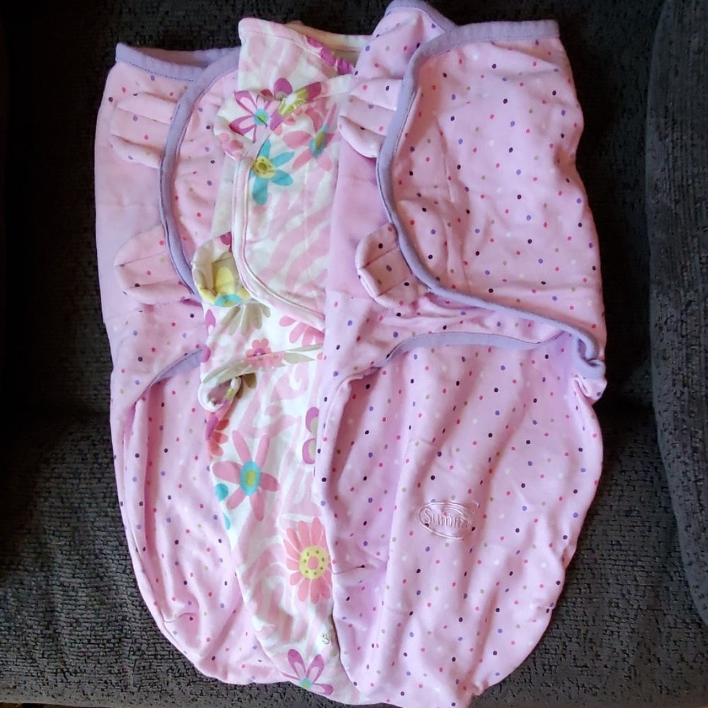 3/$15 Small/Med baby girl swaddles